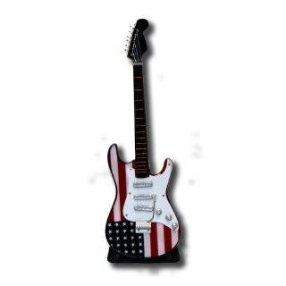 Miniature Model Electric Guitar USA Stars and Stripes White Pick Guard 