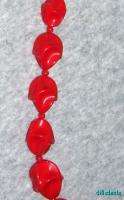 Vintage Red Fancy Shaped Bead Necklace & Clip Earrings  