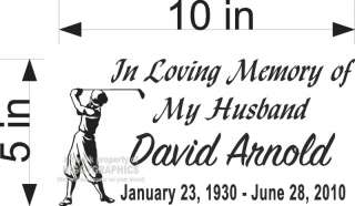 IN MEMORY OF DECAL GOLF STYLE GOLFER CUSTOM NEW  