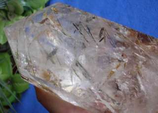   large BLACK TOURMALINE Inclusion quartz crystal point healing