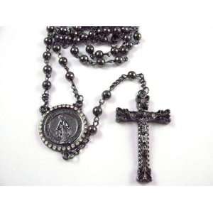  Iced Out Bk hematite beads Hip Hop 36 Rosary Necklace #5 