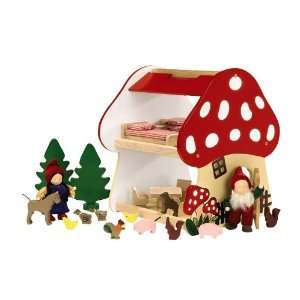  Sturdy Wooden 2 Story Mushroom Gnome House with 