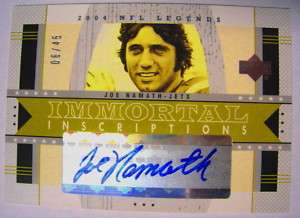 Joe Namath 2004 UD Immortal Inscriptions Autograph 6/45  