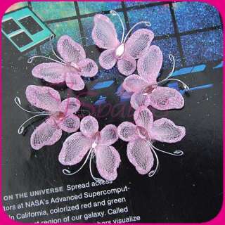 50pcs Pink Stocking Butterfly Wedding Decoration 3x2cm  