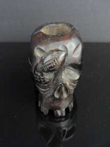 Wonderful 18thC ANTIQUE CHINESE CARVED OPIUM BOX & SKULL PIPE  