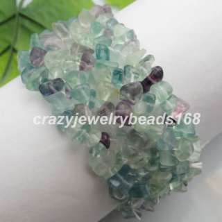 Natural Fluorite Chips Beads Gemstone Bracelet H052  