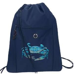  Blue Crabs Design Drawstring Bag Navy
