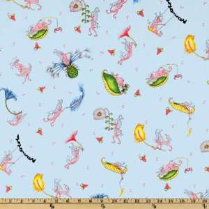  44 Wide Mayfly Mischief Insects Light Blue Fabric By The 