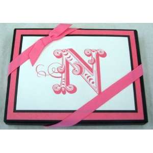   Stationery NOT4128 Pink Initial N Blank Note Cards: Everything Else