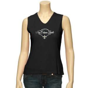 Reebok New Orleans Saints Ladies Black Heather Sleeveless T shirt 