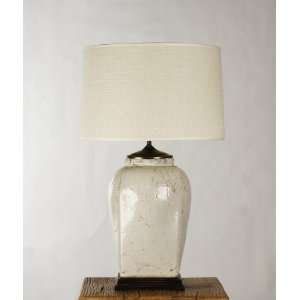  French Country Ceramic Linen Shade Table Lamp: Home 