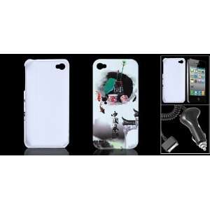   Smooth Hard Back Case w Car Charger for iPhone 4 4G Electronics