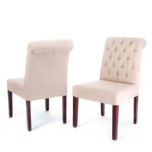 Edward Beige Fabric Dining Chair (Set of 2)