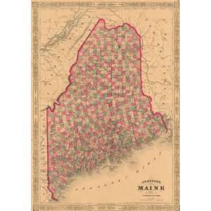  Johnson 1866 Antique Map of Maine