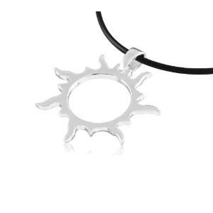 VINANI German 925 Sterling Silver Pendant Star Sun with Rubber Chain 