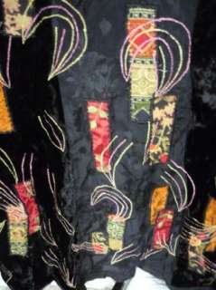 Coldwater Creek Black Jewel Tone Brocade Velvet Skirt S Patchwork 