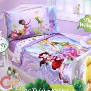 Disney Tinkerbell Fairies Toddler Bedding Comforter Set   4pc 
