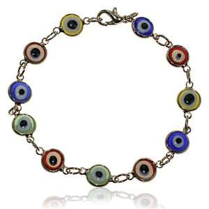  Multi Colored Evil Eye Glass Bracelet: Jewelry