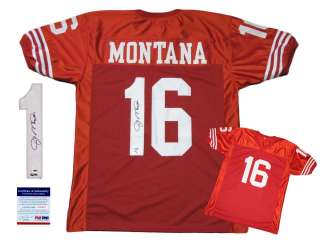 Joe Montana SIGNED Red Jersey   PSA/DNA   San Francisco 49ers 