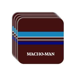 Personal Name Gift   MACHO MAN Set of 4 Mini Mousepad Coasters (blue 