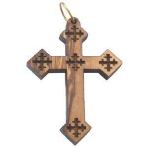  Olive wood Coptic Cross Laser Pendant(4.3x3.1 cm or 1.7x1 