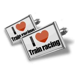  Cufflinks I Love Train racing   Hand Made Cuff Links A 