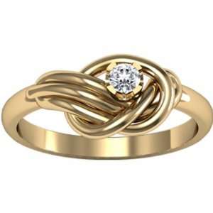  18K Yellow Gold Diamond Love Knot Ring   0.08 Ct.: Jewelry