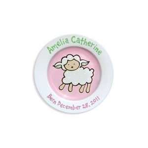 Lovable Lamb Girls Personalized Birth Ceramic Plate: Baby