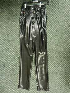   Lawman Western Black Patent Leather Pants with Gold and Silver Buttons