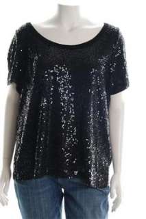 Karen Kane NEW Plus Size Knit Top Black Sequin Sale Shirt 1X  