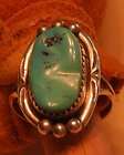 Vintage Native American Oval Shaped Turquoise & Sterling Ring Size 8