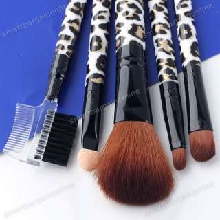   Pro Leopard Grain Cosmetic Makeup Eyeshadow Blush Brush Set Tool Kit