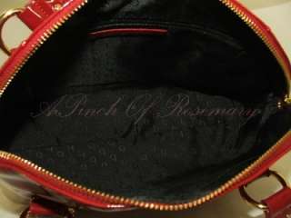 Bloomingdales Patent Leather Dome Satchel Shoulder Bag Purse Red 