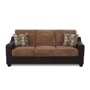  Sofa in Cocoa Microfiber and Dark Espresso Leatherette 