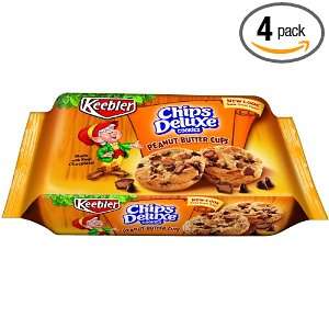 Keebler Chips Deluxe, Peanut Butter Cups, 13.3oz Package, (Pack of 4 