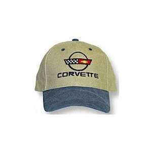  C4 Corvette Blue & Khaki Brushed Twill Hat Automotive