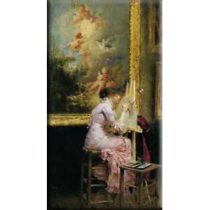 Lartiste au musee 16x30 Streched Canvas Art by Bouveret, Pascal Adophe 