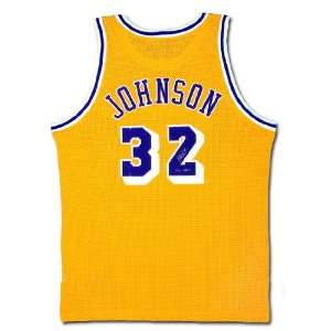  Magic Johnson Signed Lakers M&N 79 80 Jersey UDA: Sports 