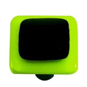  Borders Cabinet Knob in Black with Spring Green Border 