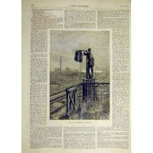  1881 Just In Time Hooking Mail Post Railway Track