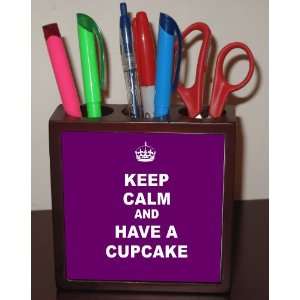 Rikki KnightTM Keep Calm and have a Cupcake   Purple Color 5 Inch Tile 