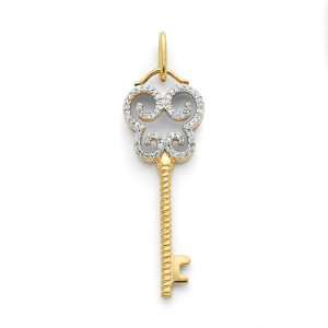  XP3480AA 14 Karat Gold Key Pendant with Diamond: Jewelry