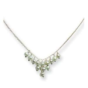   Silver Light Green Freshwater Cultured Pearl Necklace Jewelry