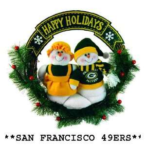   49ers 15 Animated Musical Snowman Christmas Wreath: Home & Kitchen