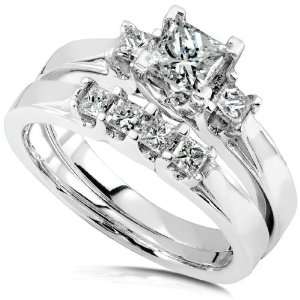  7/8ct TW Princess Diamond Bridal Set in 14Kt White Gold 