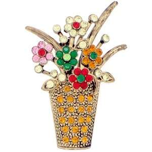  Topaz Flower Basket pin Swarovski Crystal Bouquet Pin 