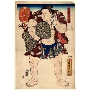 1847 Japanese Print sumo wrestler Ichiriki, full length 