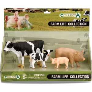  W/PLAT Farm Life 4Pc Set (Cow/Pig) Figure Toys & Games