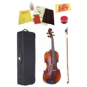   Violin Bundle with Care Kit, Polishing Cloth, Case, Bow, and Rosin