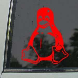  Linux Tux PENGUIN Red Decal Car Truck Window Red Sticker 